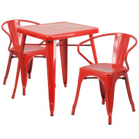 Flash Furniture CH-31330-2-70-RED-GG Metal Table Set in Red